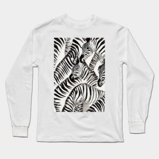 Zebra Watercolor Pattern Painting Design Long Sleeve T-Shirt